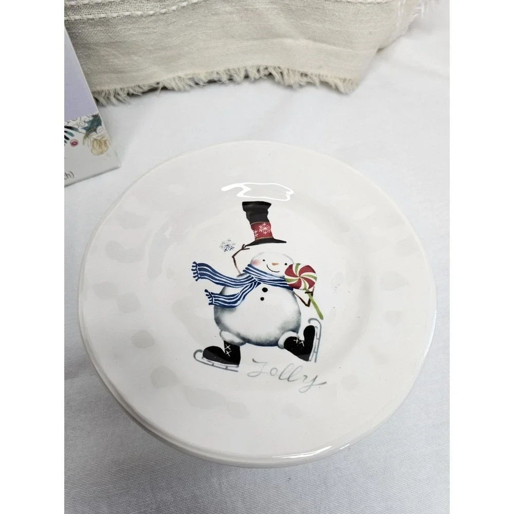 Pier 1 Christmas Appetizers Plates Set Of 4 6